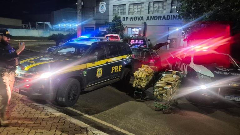 PRF e PM apreendem 513 Kg de maconha em Nova Andradina