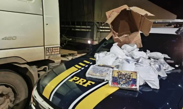PRF apreende 29 kg de haxixe e skunk em caminhão na BR-267, em Bataguassu